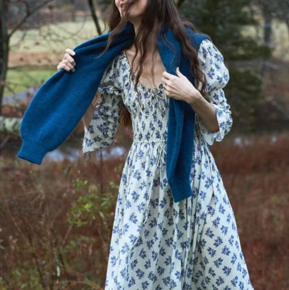 KATIENYC Dôen Kaira Floral Dress in Creme Pomegranate Bloom size XXL